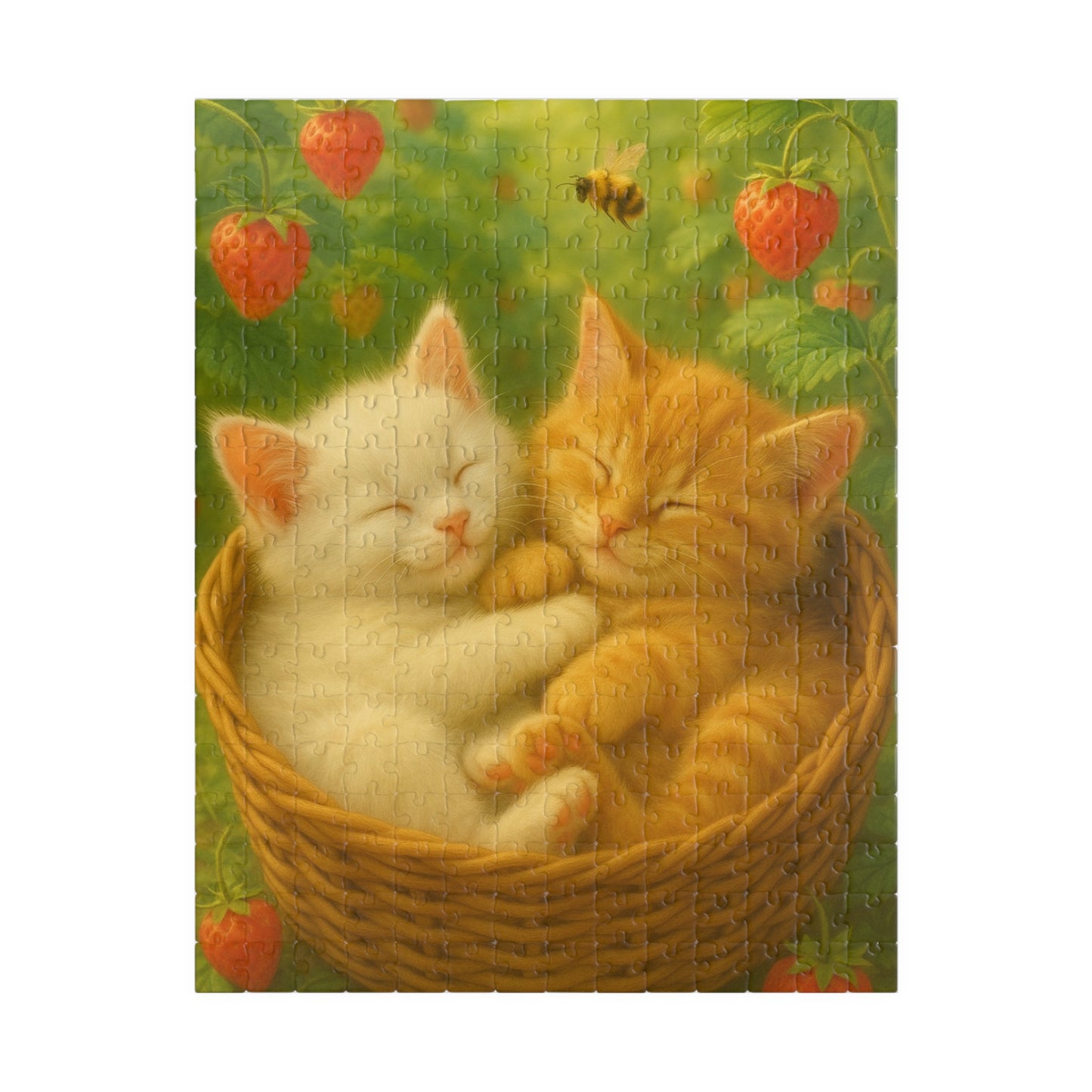 Dreaming in Strawberry Skies - One puzzle, two peaceful hearts. - 110 to 525 Pieces - Perfect Gift for Cat Lovers