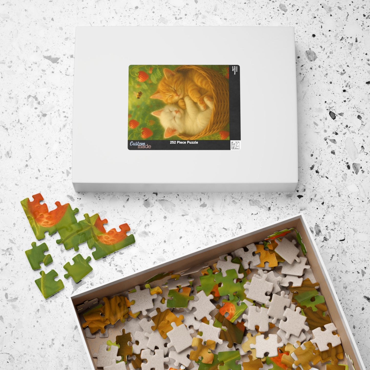 Dreaming in Strawberry Skies - One puzzle, two peaceful hearts. - 110 to 525 Pieces - Perfect Gift for Cat Lovers