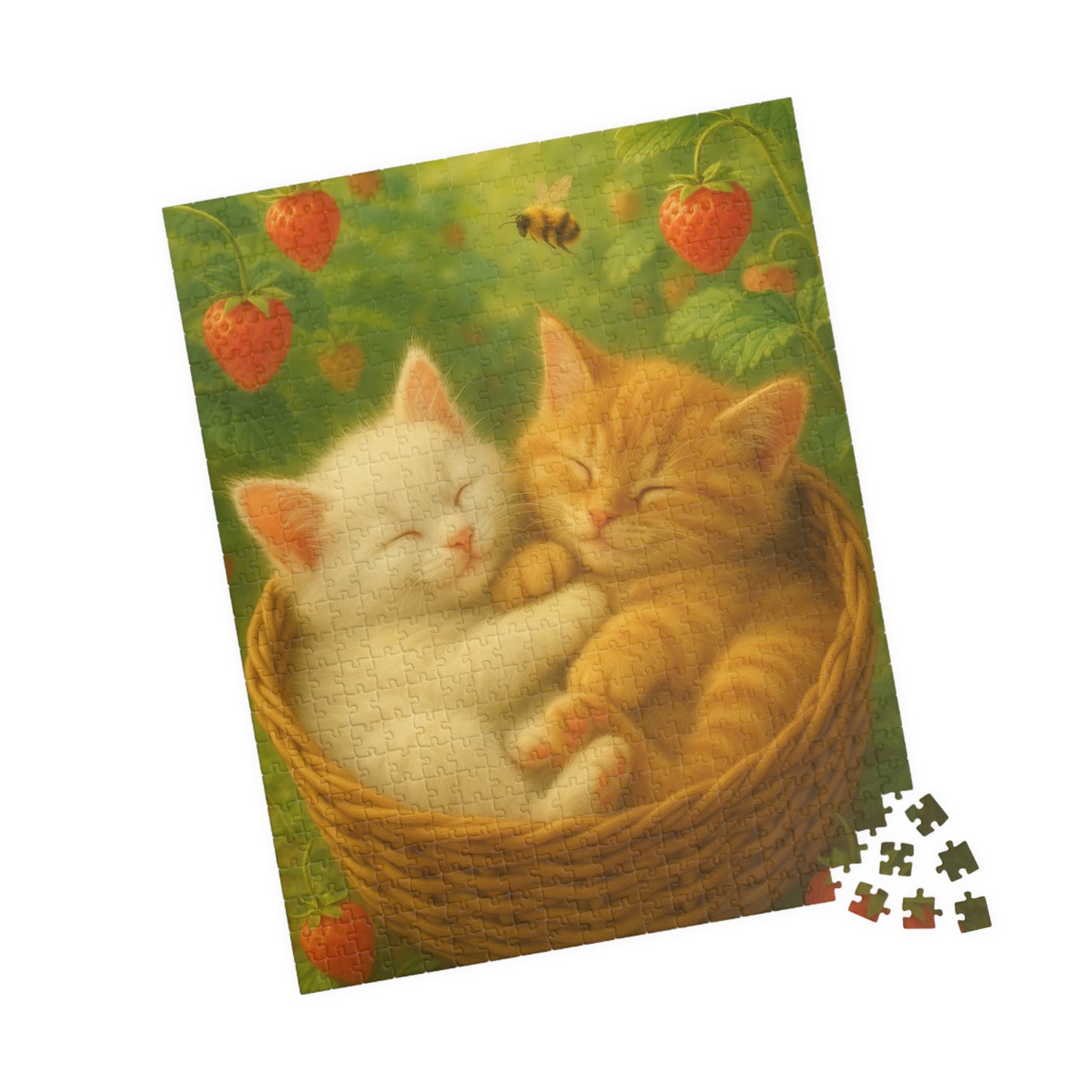 Dreaming in Strawberry Skies - One puzzle, two peaceful hearts. - 110 to 525 Pieces - Perfect Gift for Cat Lovers