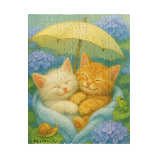 A Gentle Rainy Day - One puzzle, two peaceful hearts. - cats, kittens - 110 to 525 Pieces - Perfect Gift for Cat Lovers