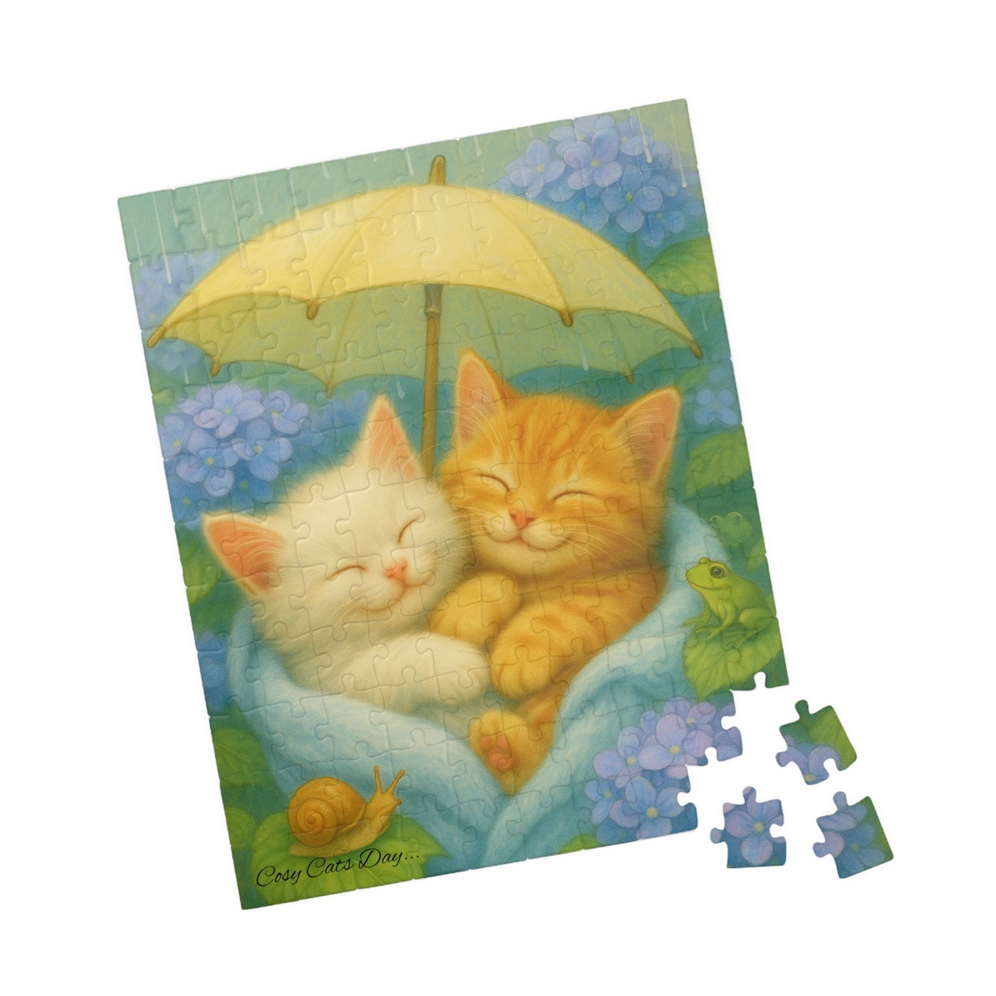 A Gentle Rainy Day - One puzzle, two peaceful hearts. - cats, kittens - 110 to 525 Pieces - Perfect Gift for Cat Lovers