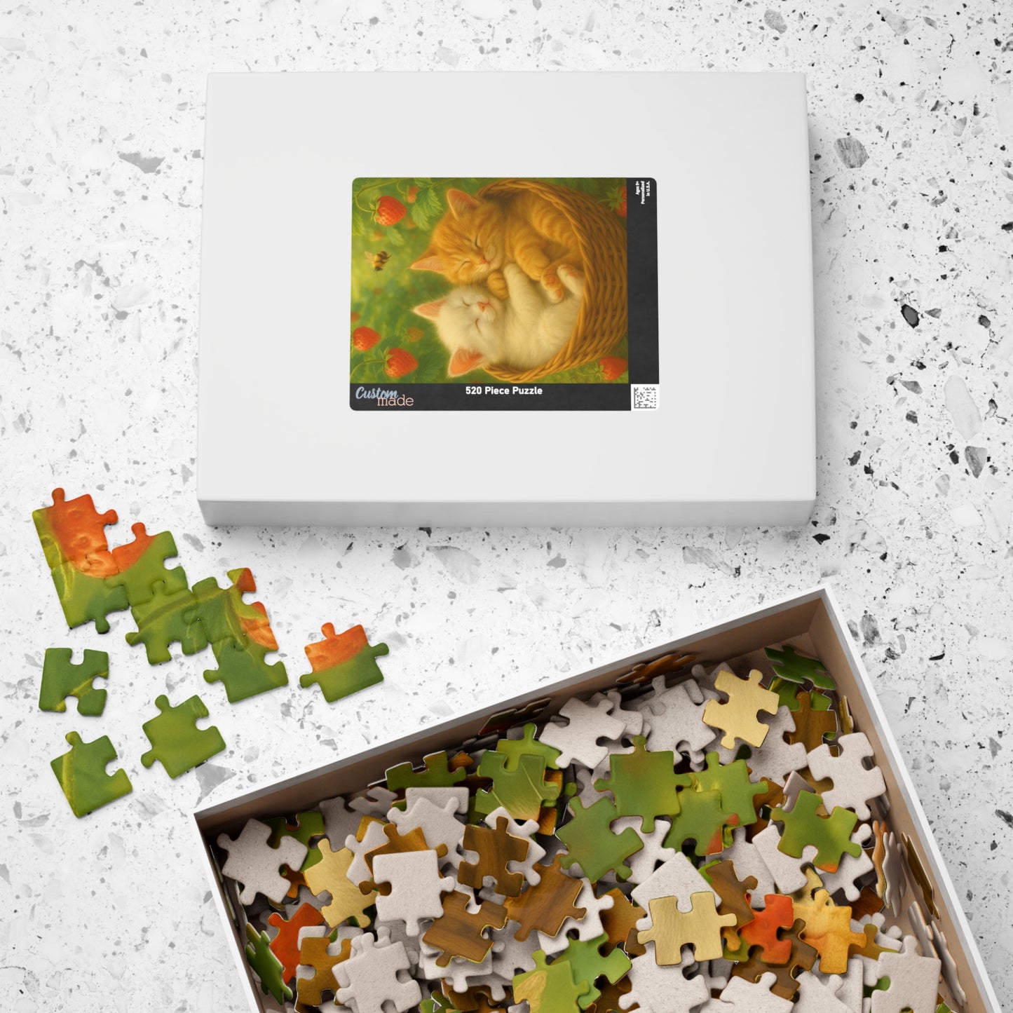 Dreaming in Strawberry Skies - One puzzle, two peaceful hearts. - 110 to 525 Pieces - Perfect Gift for Cat Lovers