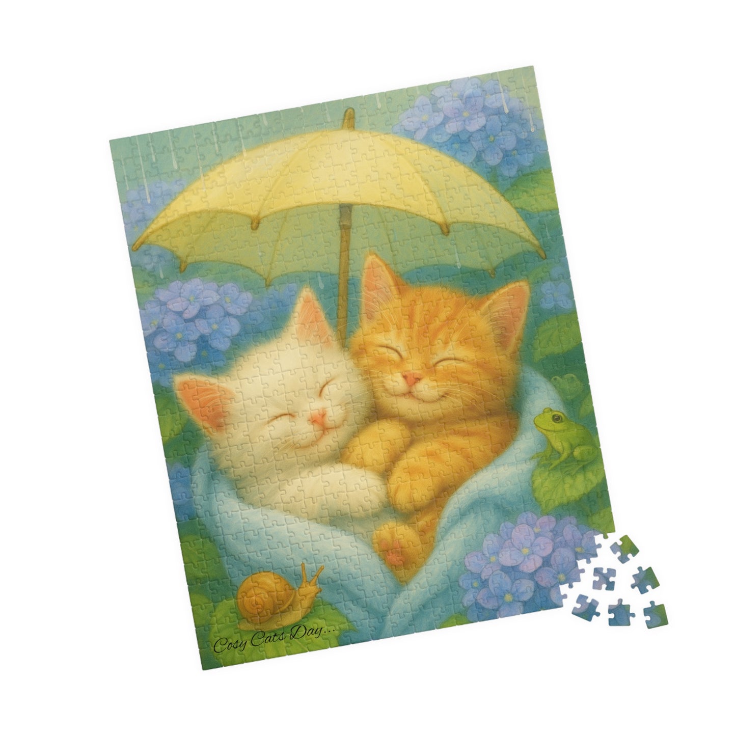 A Gentle Rainy Day - One puzzle, two peaceful hearts. - cats, kittens - 110 to 525 Pieces - Perfect Gift for Cat Lovers