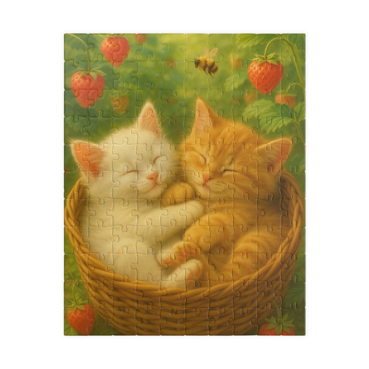 Dreaming in Strawberry Skies - One puzzle, two peaceful hearts. - 110 to 525 Pieces - Perfect Gift for Cat Lovers