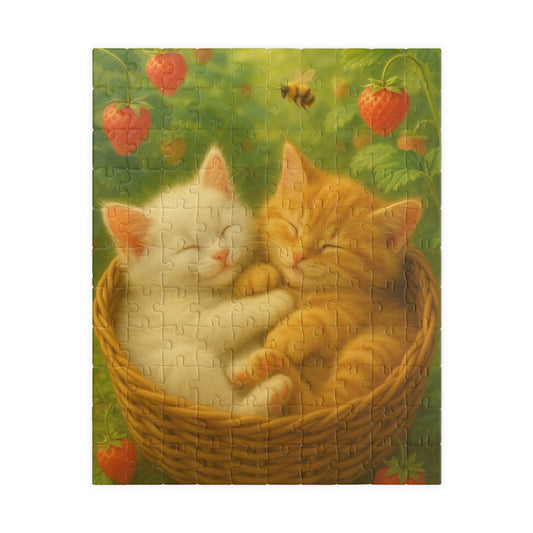 Dreaming in Strawberry Skies - One puzzle, two peaceful hearts. - 110 to 525 Pieces - Perfect Gift for Cat Lovers