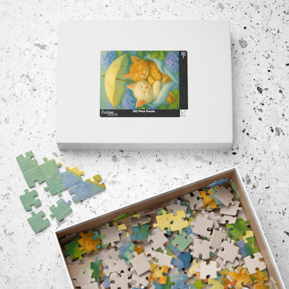 A Gentle Rainy Day - One puzzle, two peaceful hearts. - cats, kittens - 110 to 525 Pieces - Perfect Gift for Cat Lovers