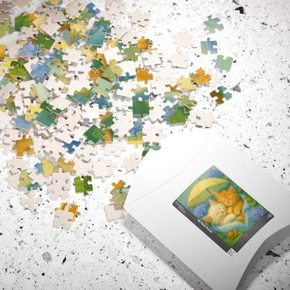 A Gentle Rainy Day - One puzzle, two peaceful hearts. - cats, kittens - 110 to 525 Pieces - Perfect Gift for Cat Lovers